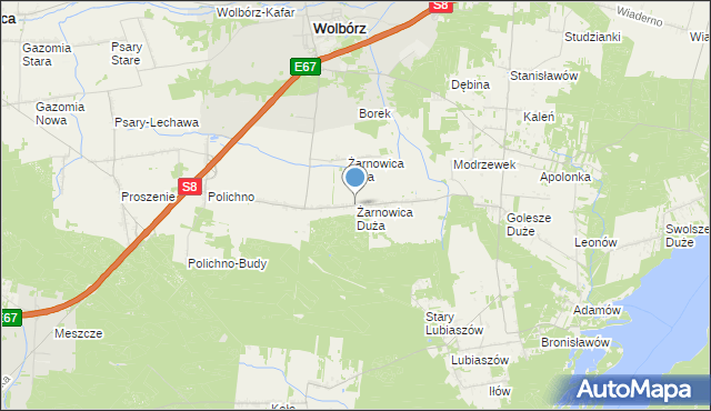 mapa Żarnowica Duża, Żarnowica Duża na mapie Targeo